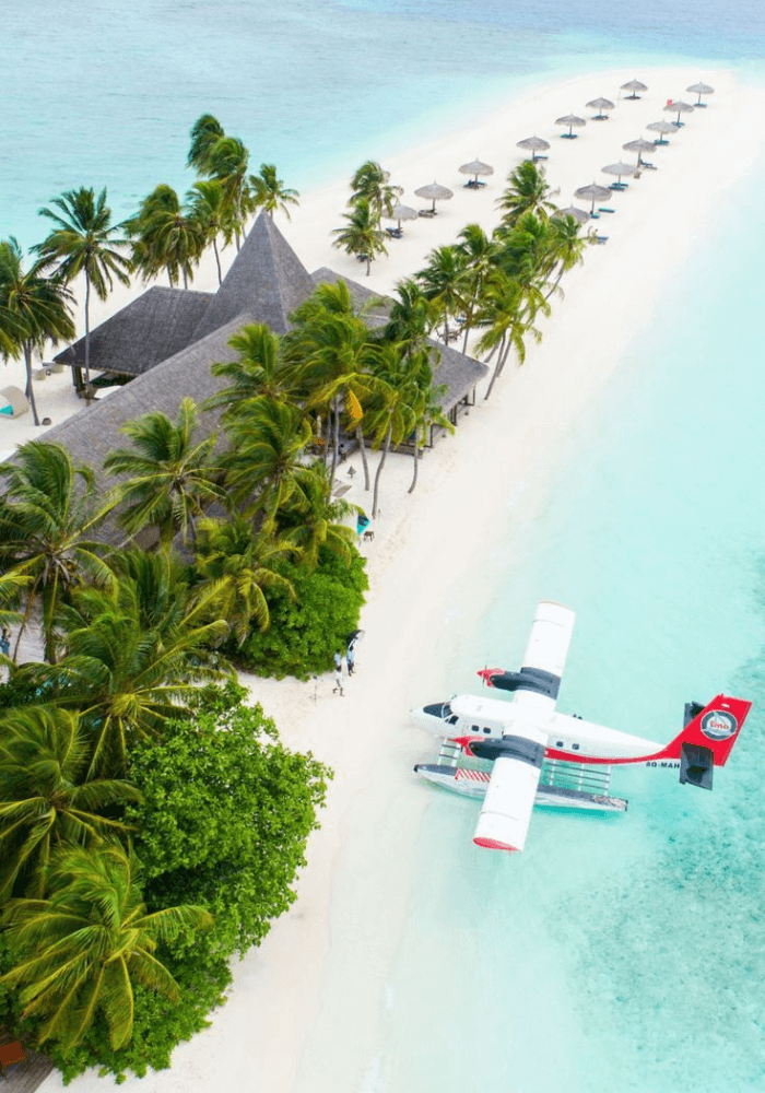 Flight over the Maldives