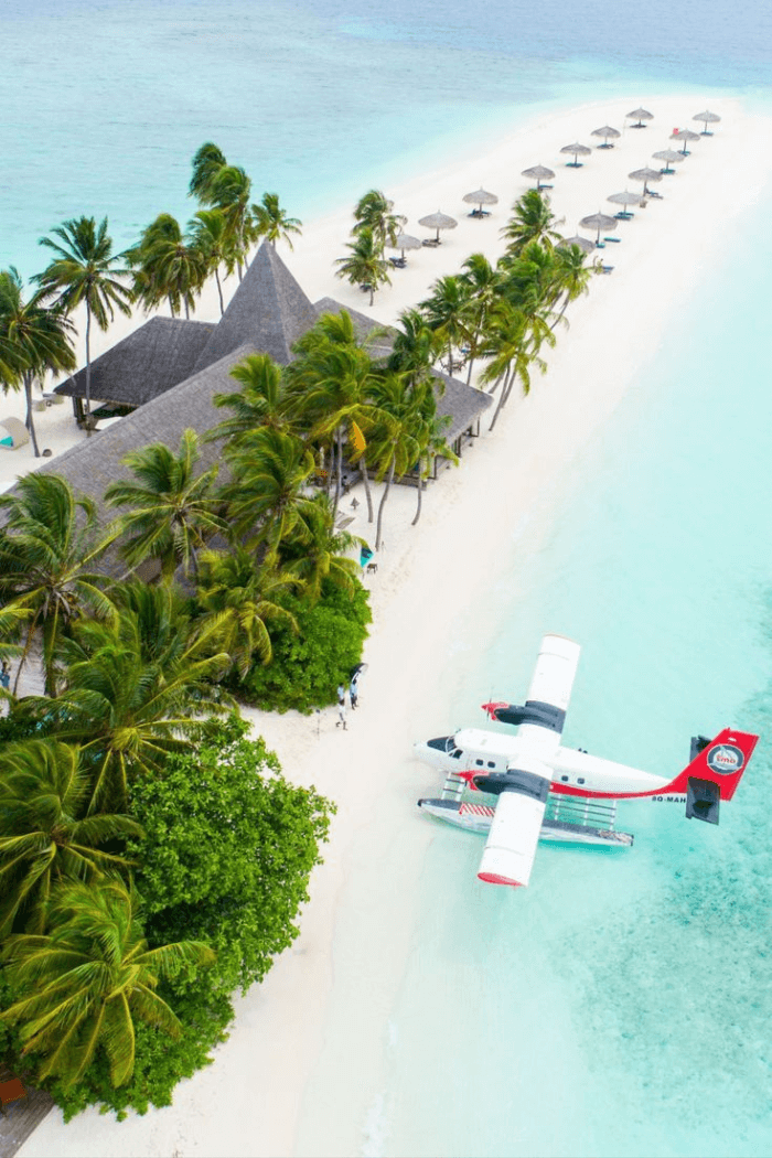 Flight over the Maldives