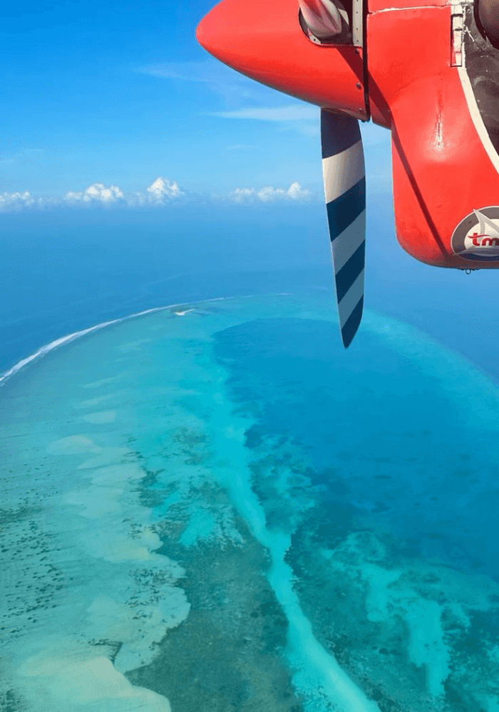 Flight over the Maldives