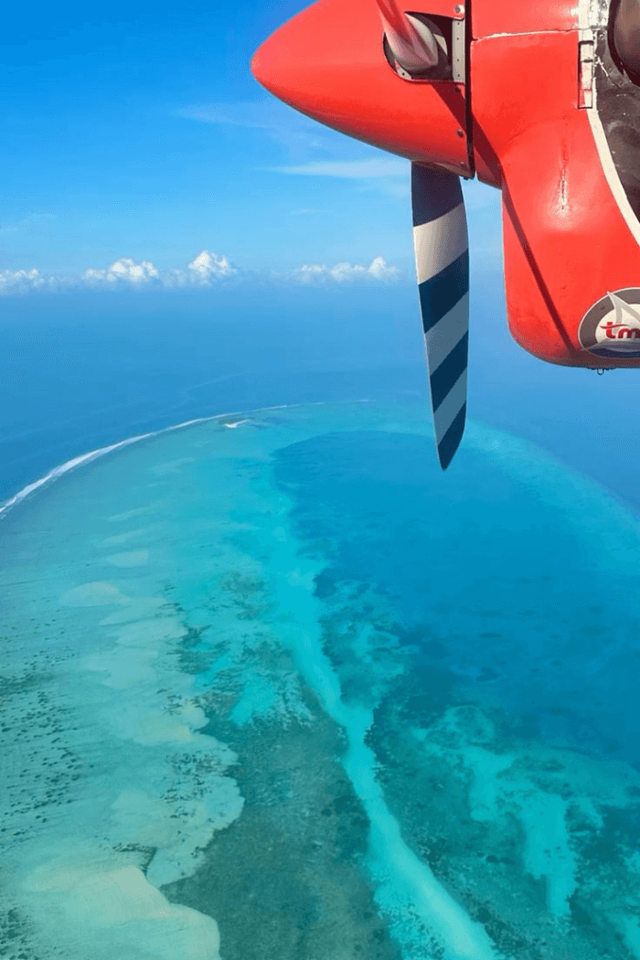 Flight over the Maldives